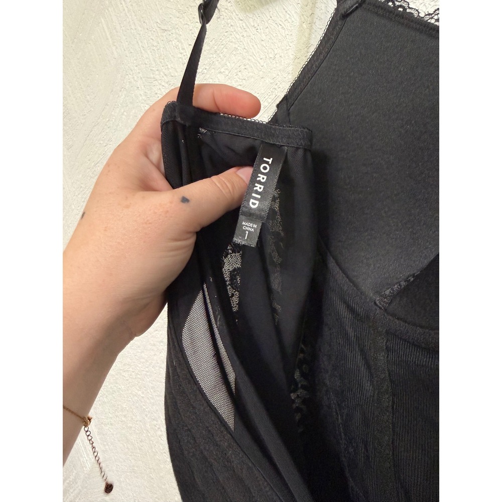 Torrid Size 1 Black Lace Corset Style Bra Spaghetti Strap Lingerie Top - Picture 6 of 6